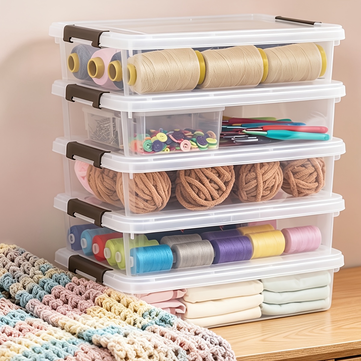 Art Craft Game - us5pcs Clear Plastic Storage Boxes, Sturdy