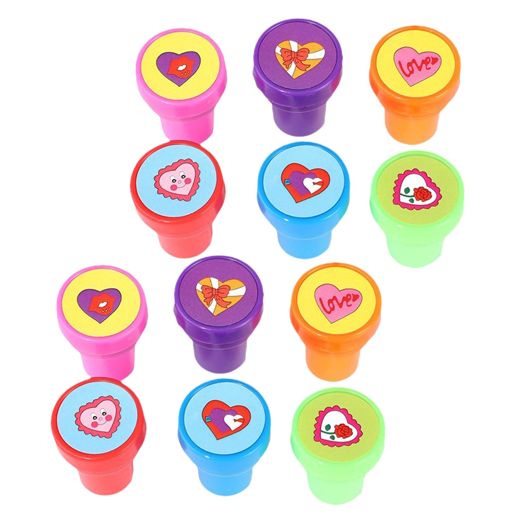 Art Craft And Design - 20Pcs Self Inking Heart Stamps Cartoon