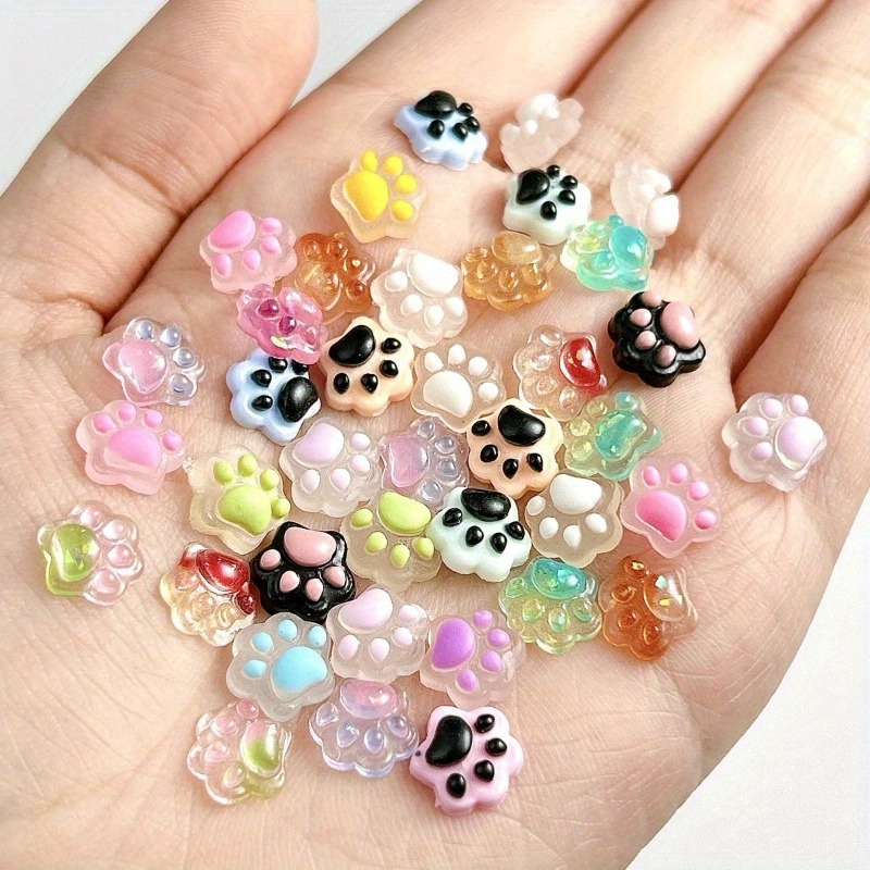 Art Craft Diy - 100 pieces luminous resin cat's paw