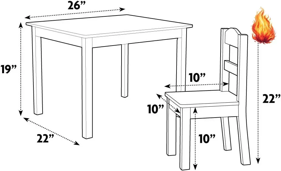 Art Craft Toddlers - Kids Wooden Table and 4 Chairs