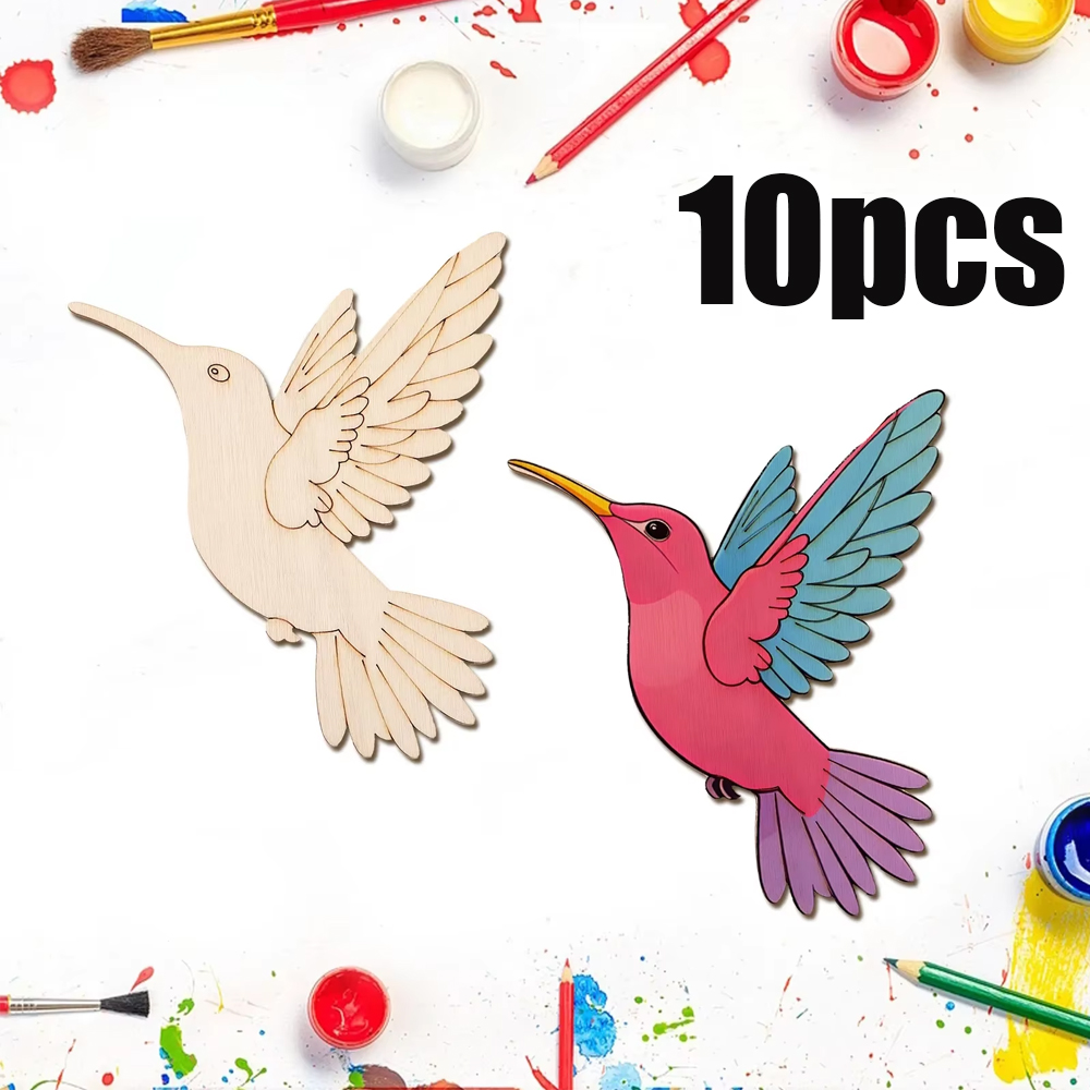 Art & Craft Fair - 10pcs Unfinished Wood Animal Bird Cutouts,Wooden