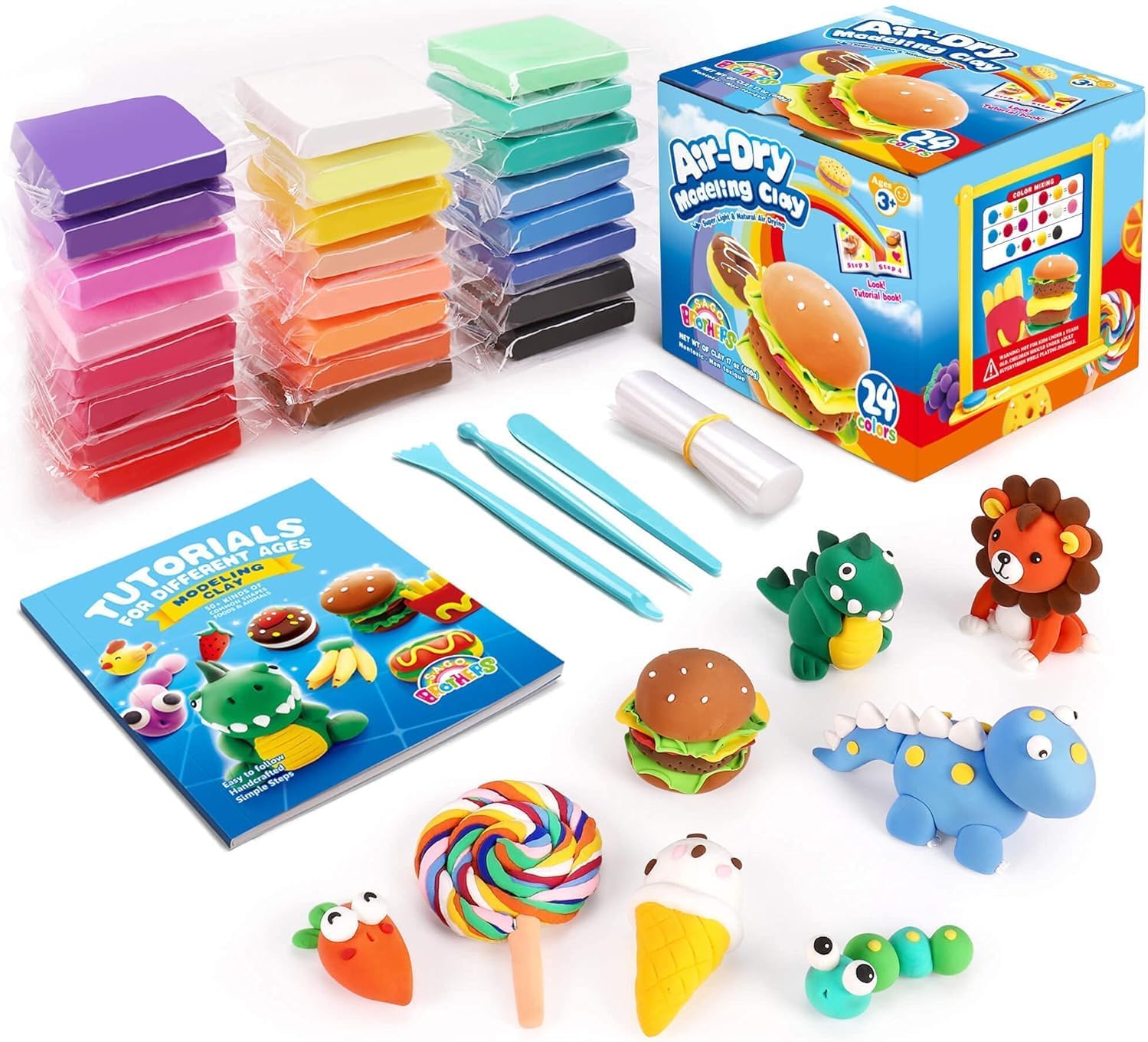 Art Craft Kits For Kids - 24 Colors Air Dry Clay Kit