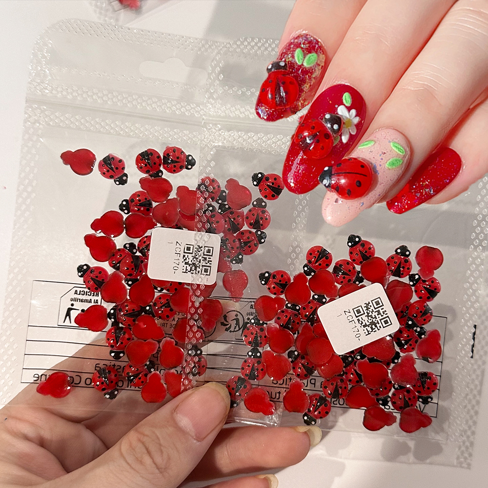 Art Craft Ladybug - 50Pcs Resin Cartoon Ladybug Nail Charms