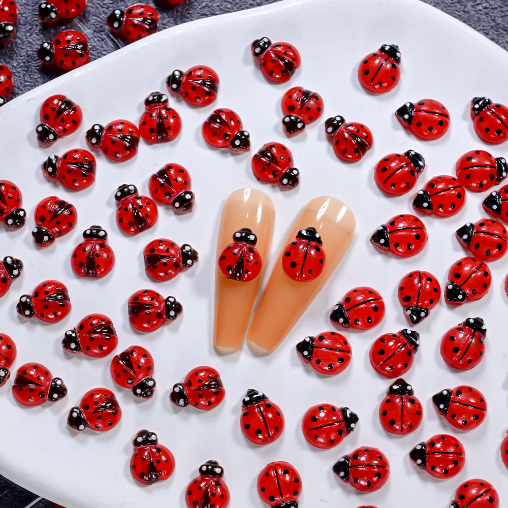 50Pcs 3D Red Ladybug Nail Char - Art Craft Ladybug reseña y precio