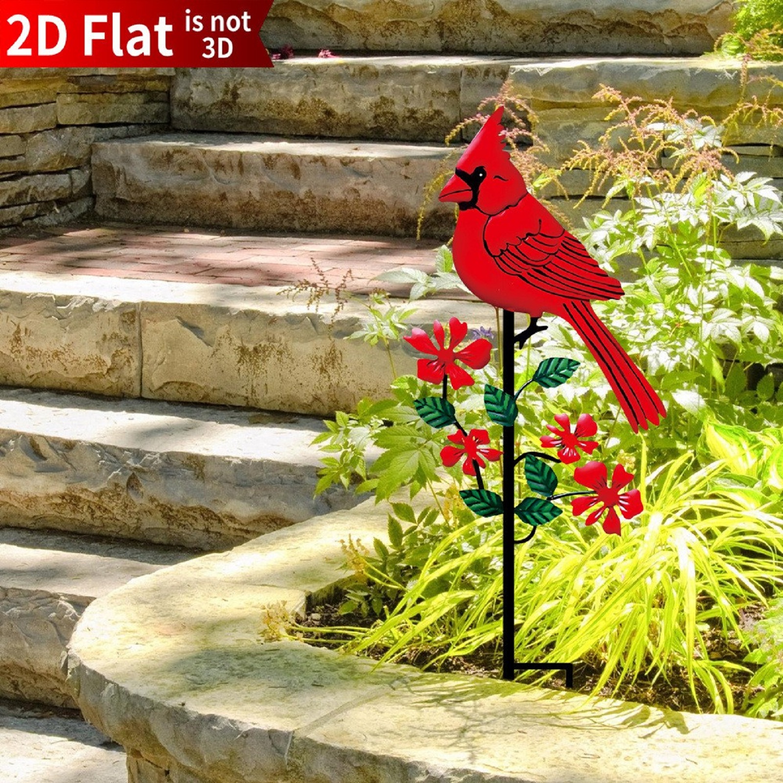 2D Flat Red Bird Design Garden - Art Craft And Design reseña y precio