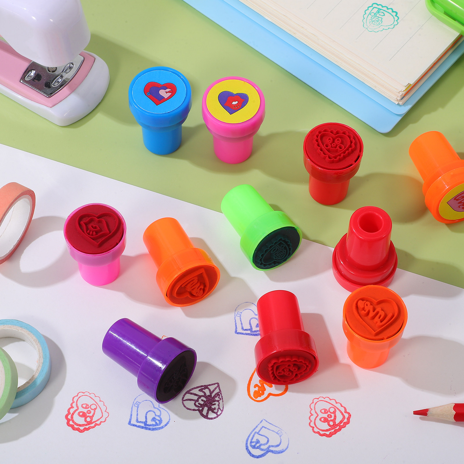 20Pcs Self Inking Heart Stamps - Art Craft And Design reseña y precio