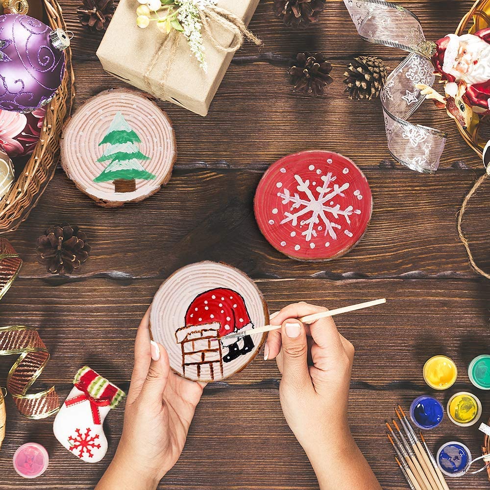 Natural Wood Slices Craft Wood - Art Craft Christmas Tree reseña y precio