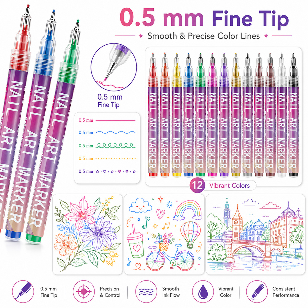 12Pcs Fine Line Marker Pen Set - Illustration Marker Set reseña y precio