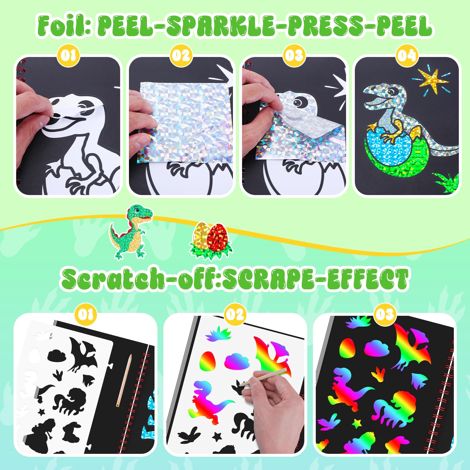 Dinosaur Scratch Art Book for  - Art Craft Kits For Kids reseña y precio