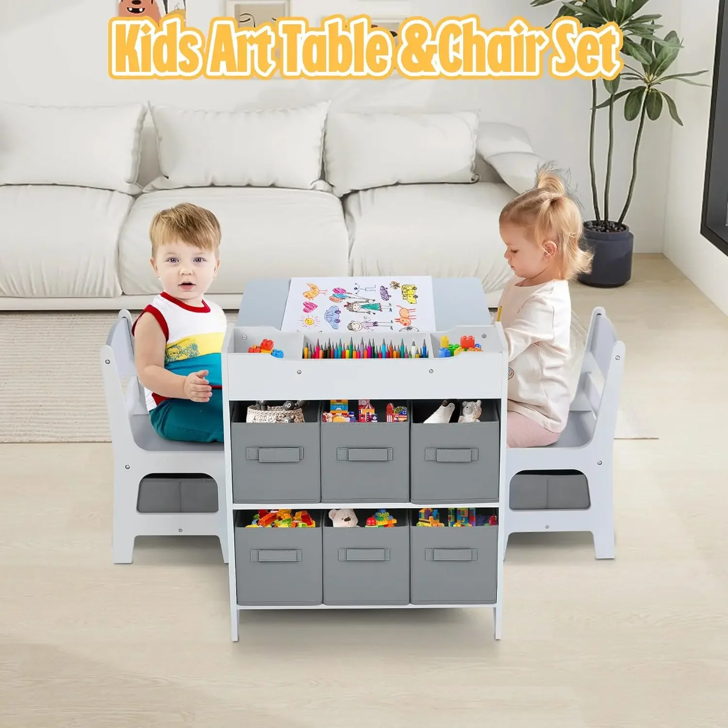 Kids Art Table & Chairs Set, W - Art Craft Toddlers reseña y precio