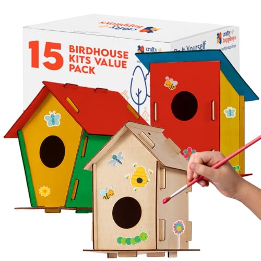 Kit - Unfinished Wood Bird Hou - Art & Craft Fair reseña y precio