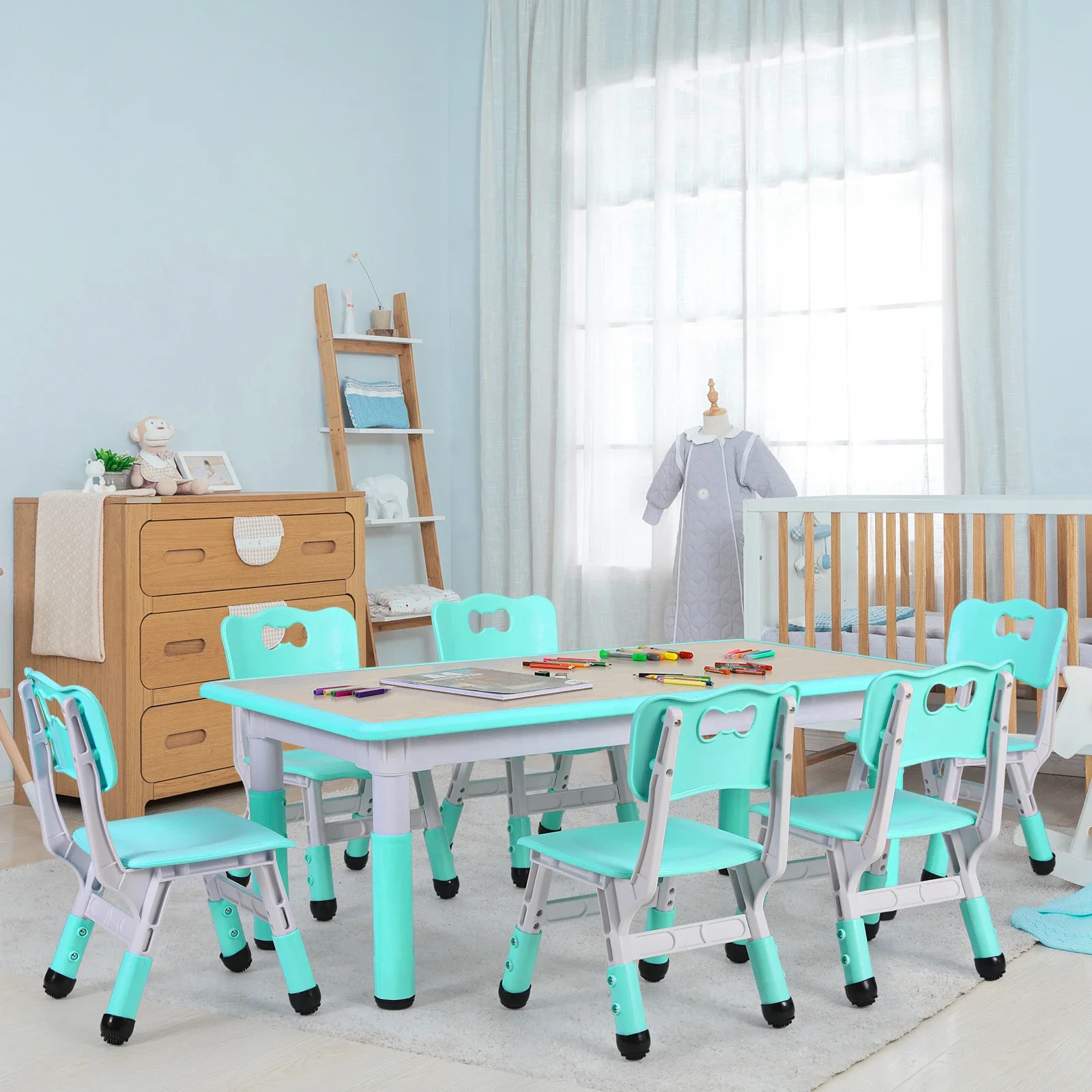 Rectangle Kids Table With 6 Ch - Art Craft Toddlers reseña y precio