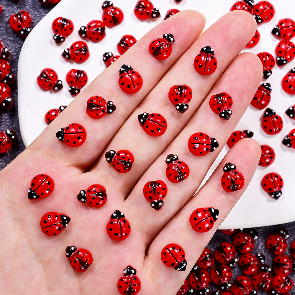 50Pcs 3D Resin Red Ladybug Nai - Art Craft Ladybug reseña y precio