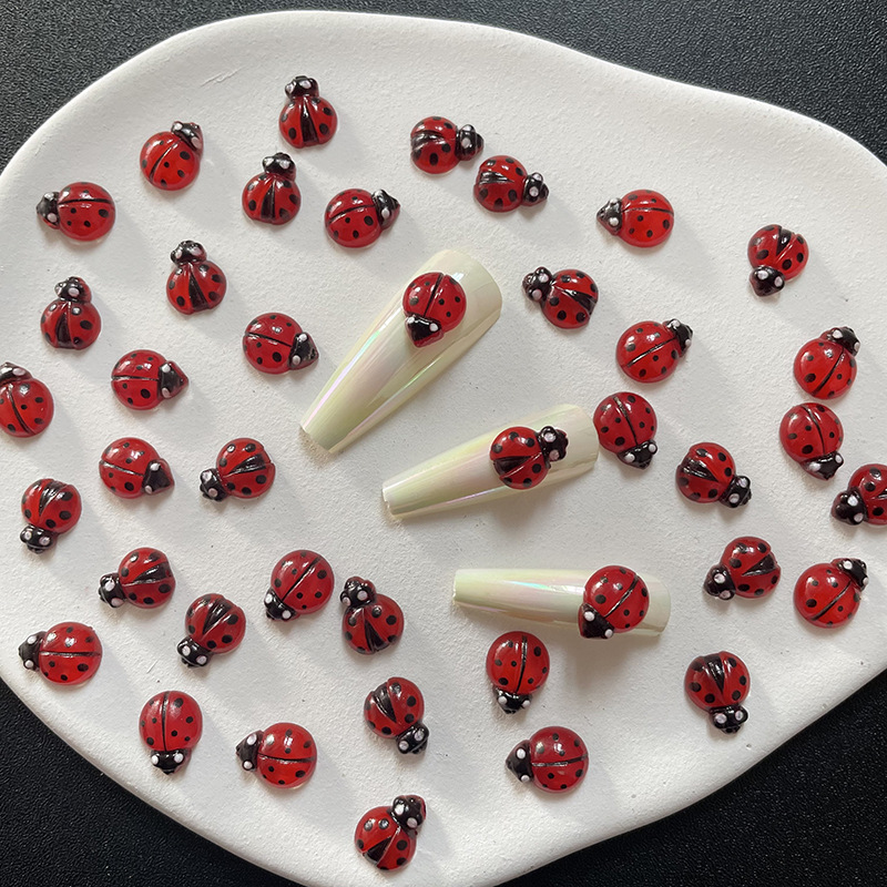 50Pcs 3D Resin Red Ladybug Nai - Art Craft Ladybug reseña y precio
