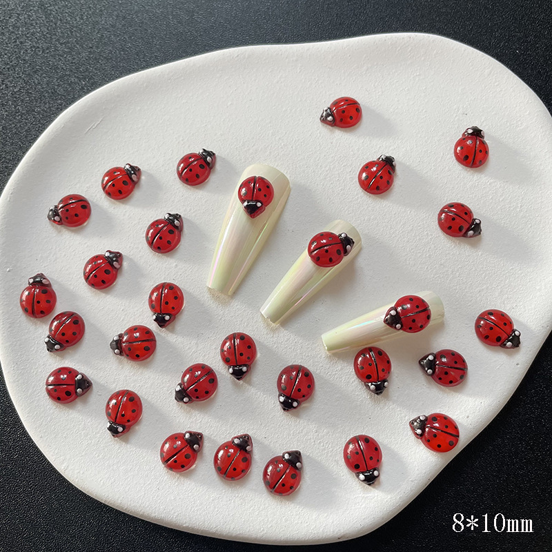 50Pcs 3D Resin Red Ladybug Nai - Art Craft Ladybug reseña y precio
