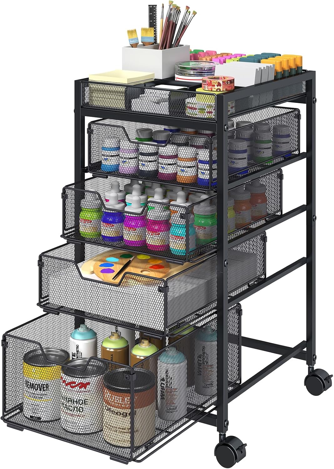Rolling Utility Cart with 4 Dr - Art Craft Diy reseña y precio