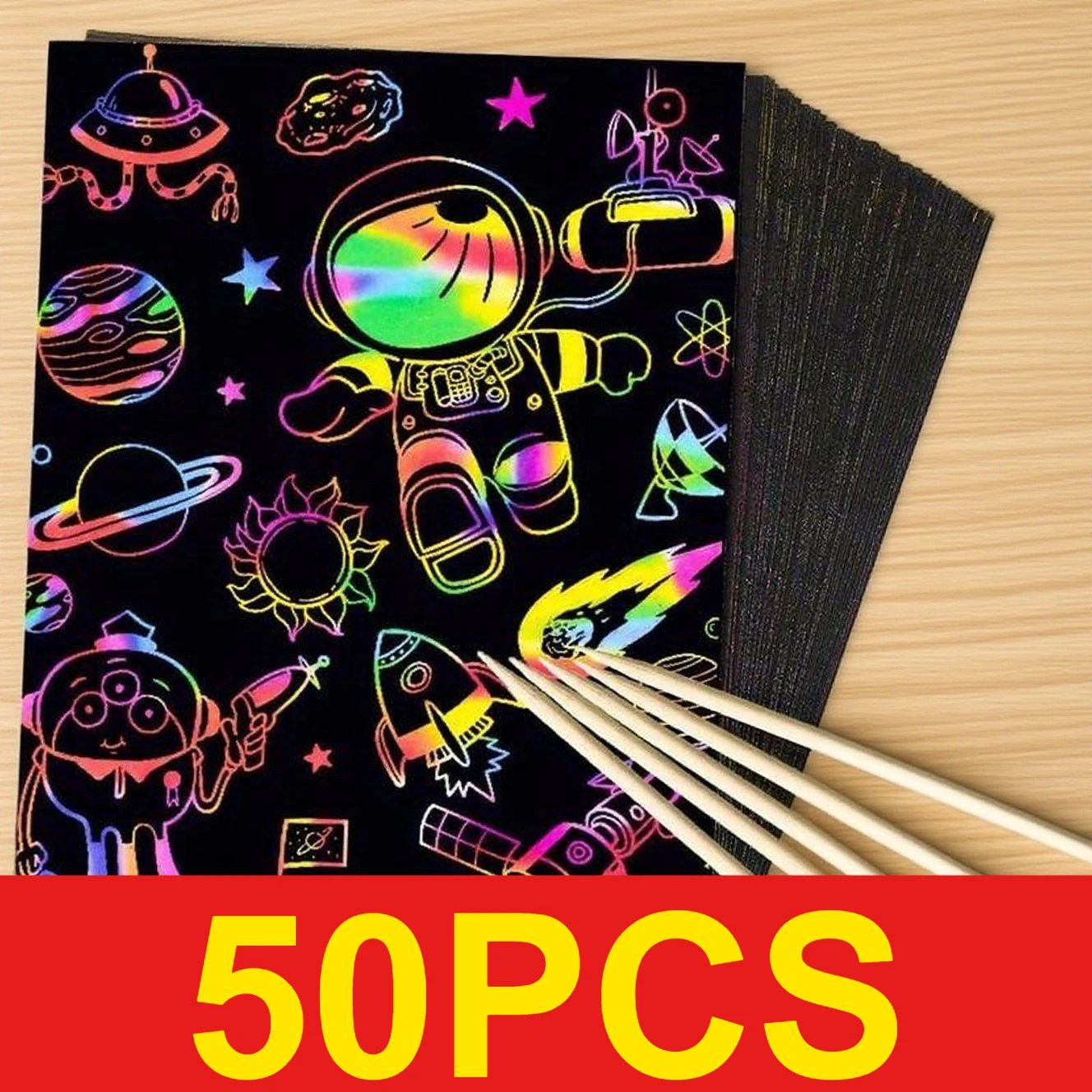50 pcs Scratch Paper Kids Rain - Art Craft Kits For Kids reseña y precio