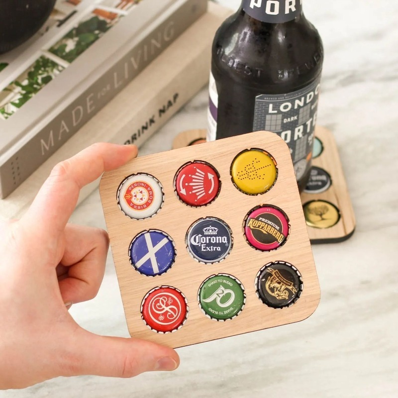 Wood Beer Cap Collector Coaste - Art Craft Display reseña y precio