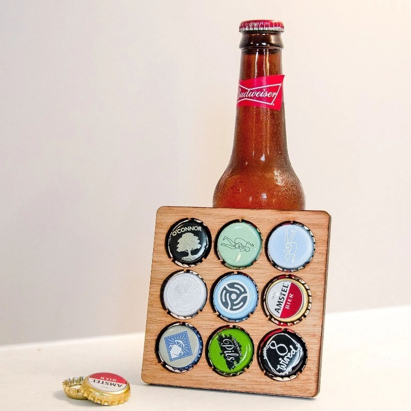 Wood Beer Cap Collector Coaste - Art Craft Display reseña y precio