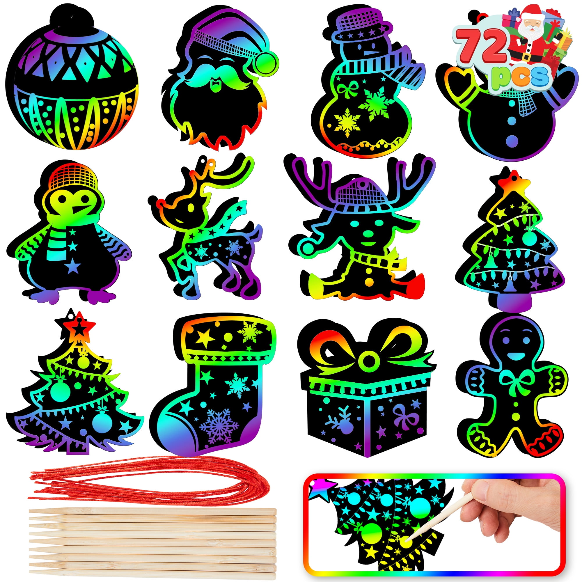 Joyfy 72 Pcs Christmas Scratch - Art Craft Kits For Kids reseña y precio