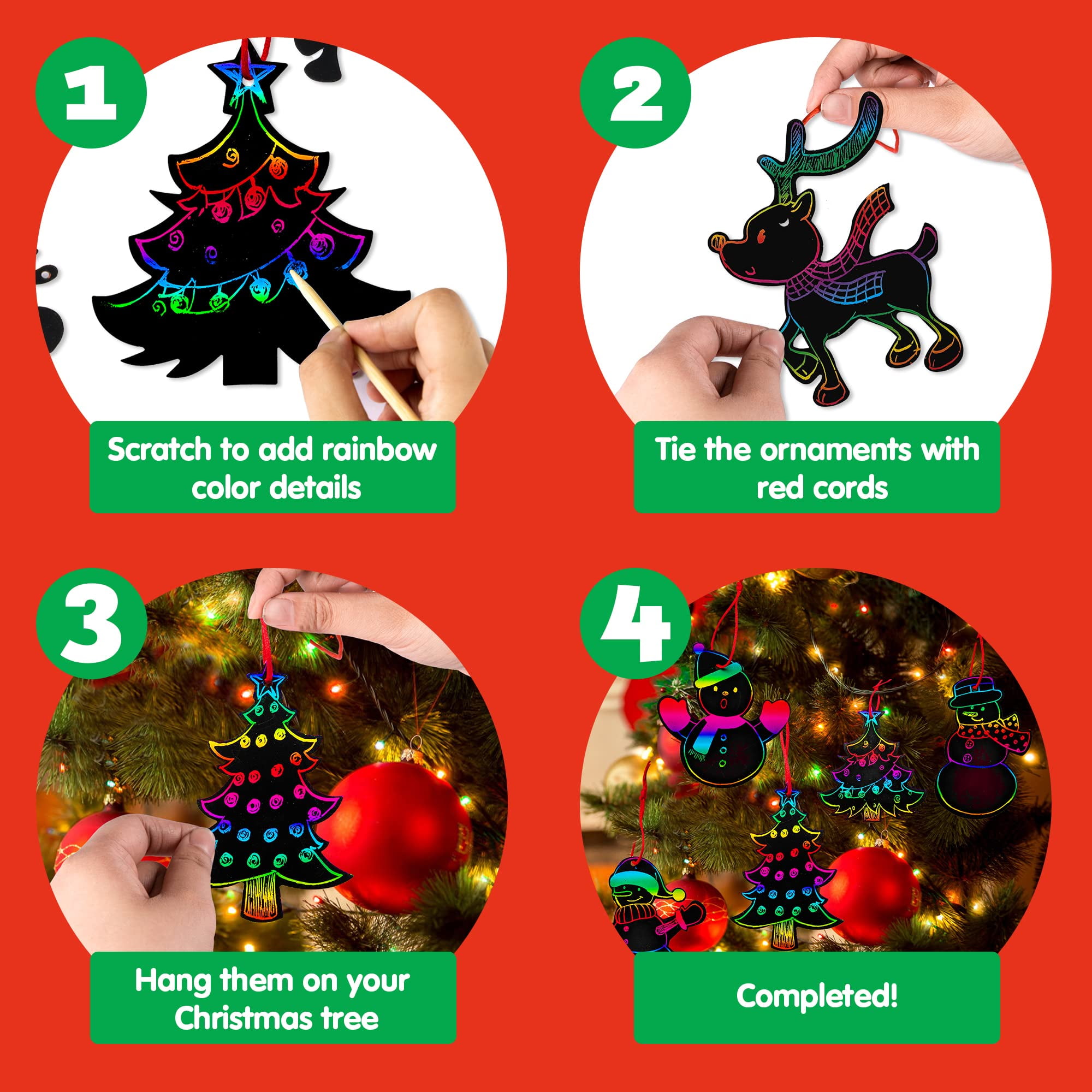 Joyfy 72 Pcs Christmas Scratch - Art Craft Kits For Kids reseña y precio