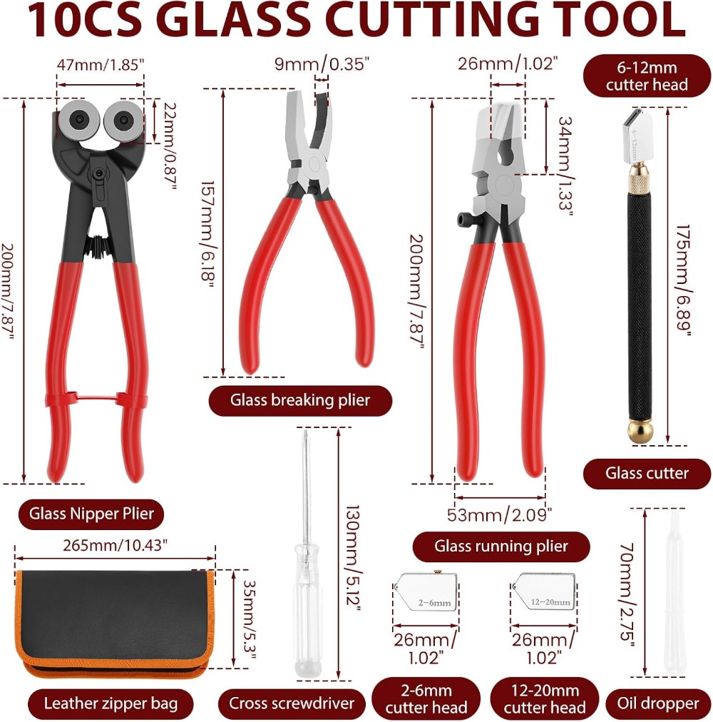 10PCS Glass Cutting Tool Kit,  - Leather Tooling Kit reseña y precio