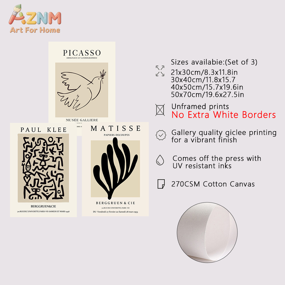 3PCS Matisse Picasso Paul Klee - Art Craft Display reseña y precio