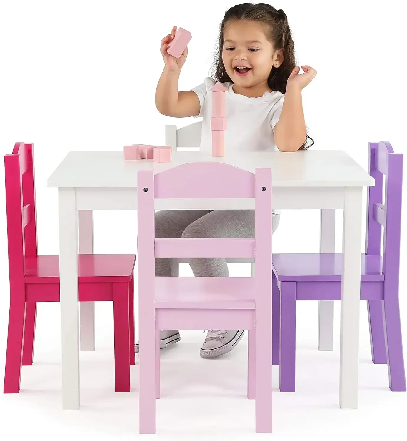 Kids Wooden Table and 4 Chairs - Art Craft Toddlers reseña y precio