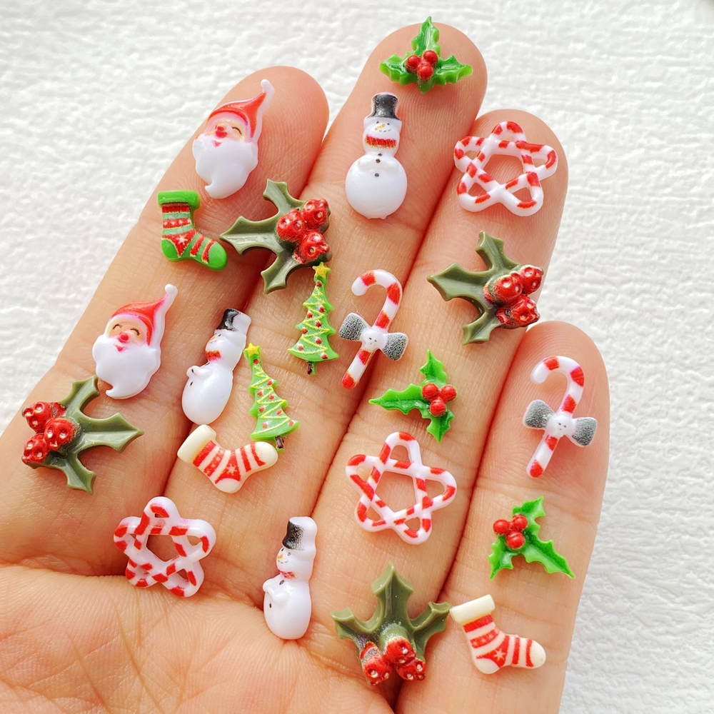 50Pcs Mixed Nail Art Resin Chr - Art Craft Christmas Tree reseña y precio