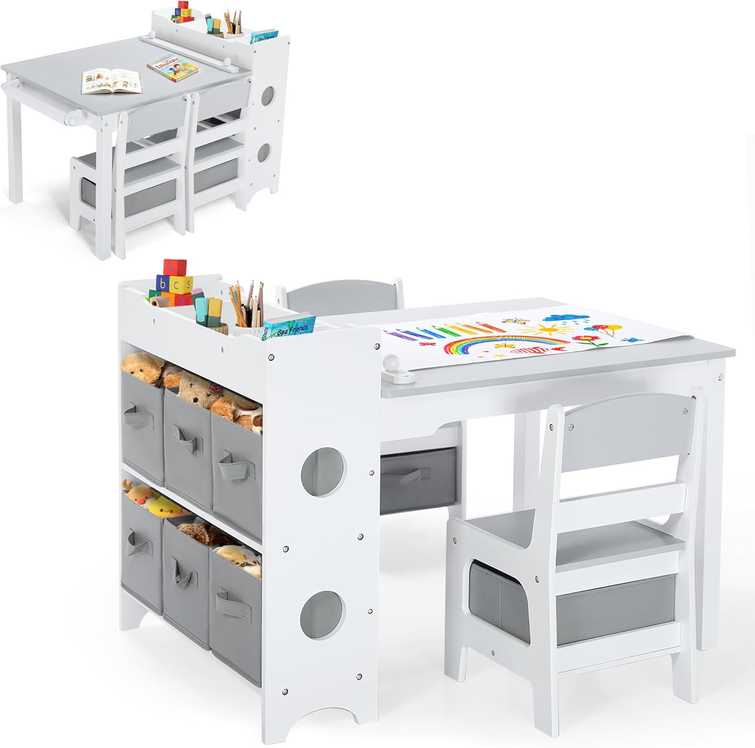 Kids Art Table Chair Set Wood  - Art Craft Toddlers reseña y precio
