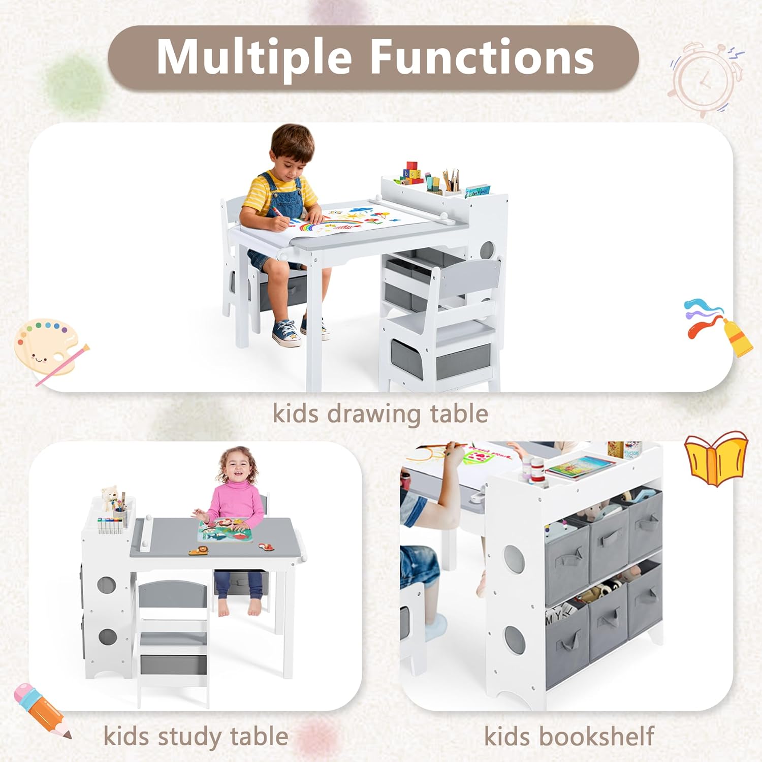 Kids Art Table Chair Set Wood  - Art Craft Toddlers reseña y precio