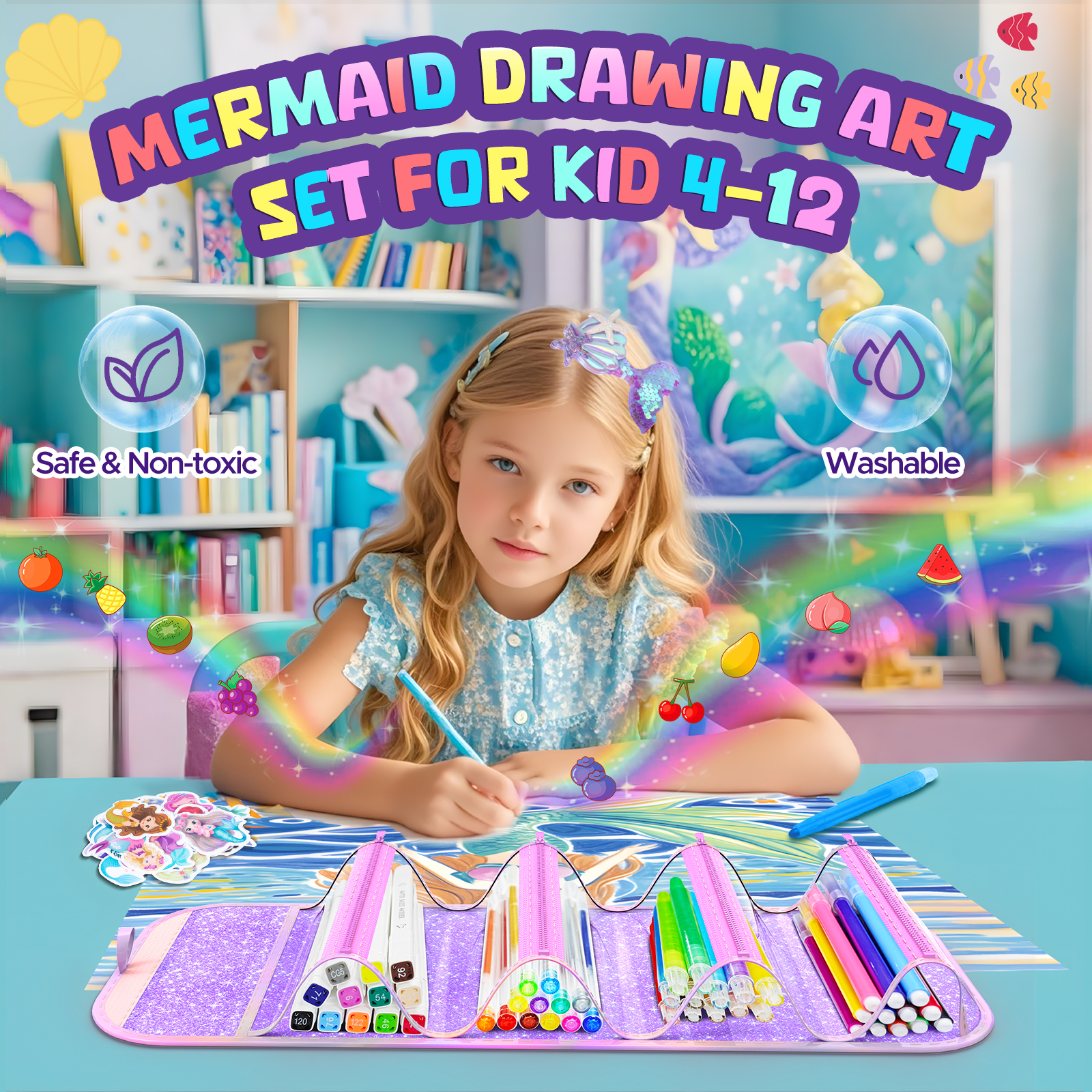 Mermaid Drawing Kit For Kids W - Illustration Marker Set reseña y precio
