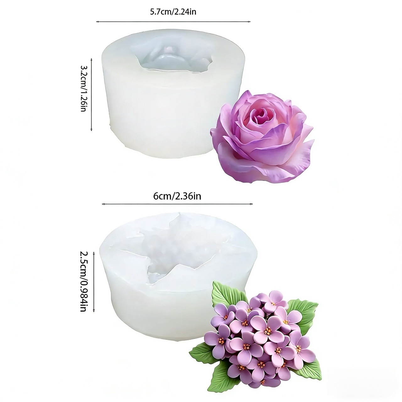 2-Piece 3D Rose and Lilac Sili - Art Craft And Design reseña y precio