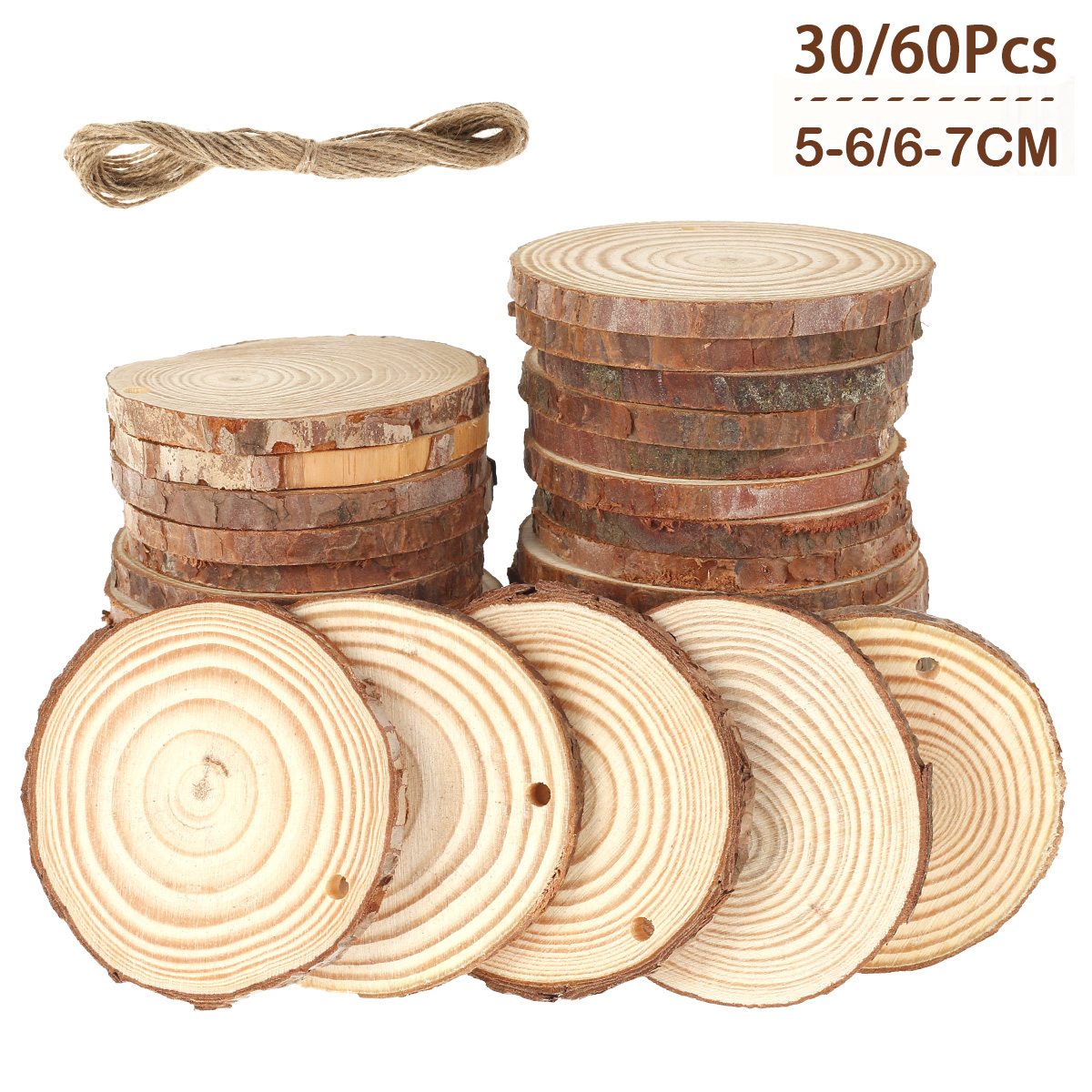 30/60Pcs Natural Unfinished Wo - Art Craft For Christmas reseña y precio