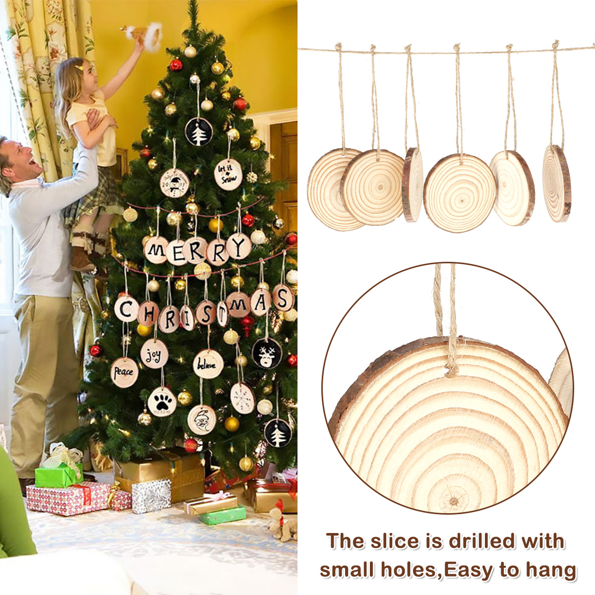 30/60Pcs Natural Unfinished Wo - Art Craft For Christmas reseña y precio