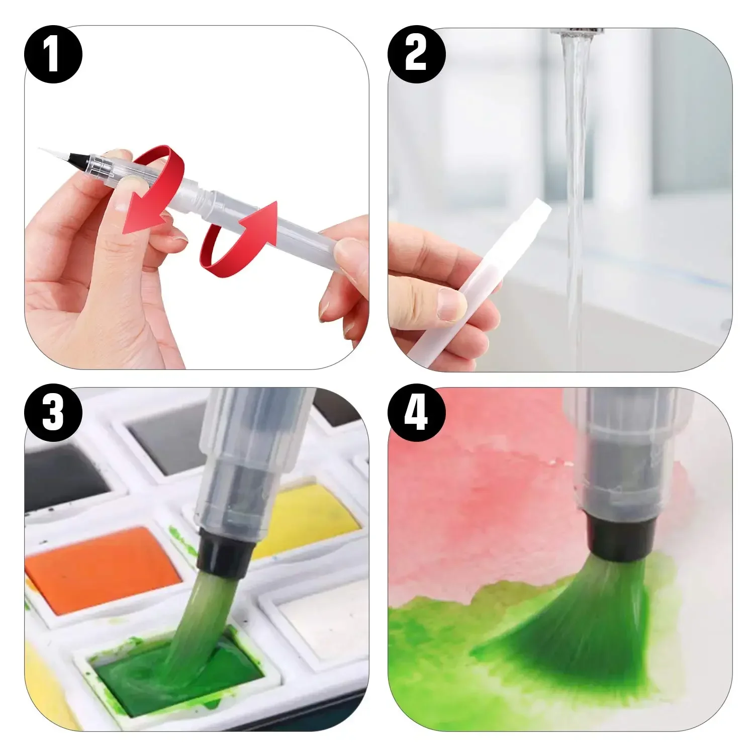 3/6 Piece Water Color Brush Pe - Illustration Marker Set reseña y precio