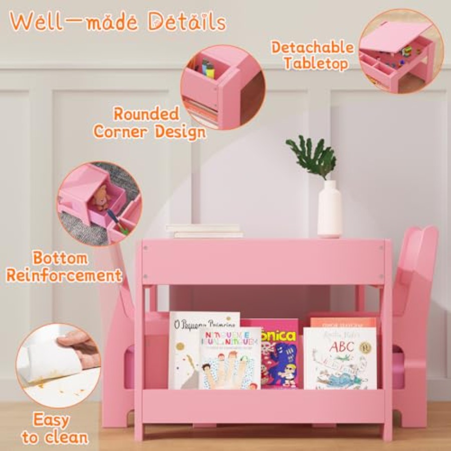 4 in 1 Wooden Activity Table a - Art Craft Toddlers reseña y precio