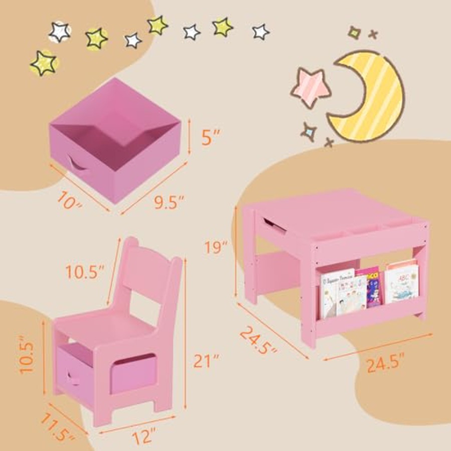 4 in 1 Wooden Activity Table a - Art Craft Toddlers reseña y precio