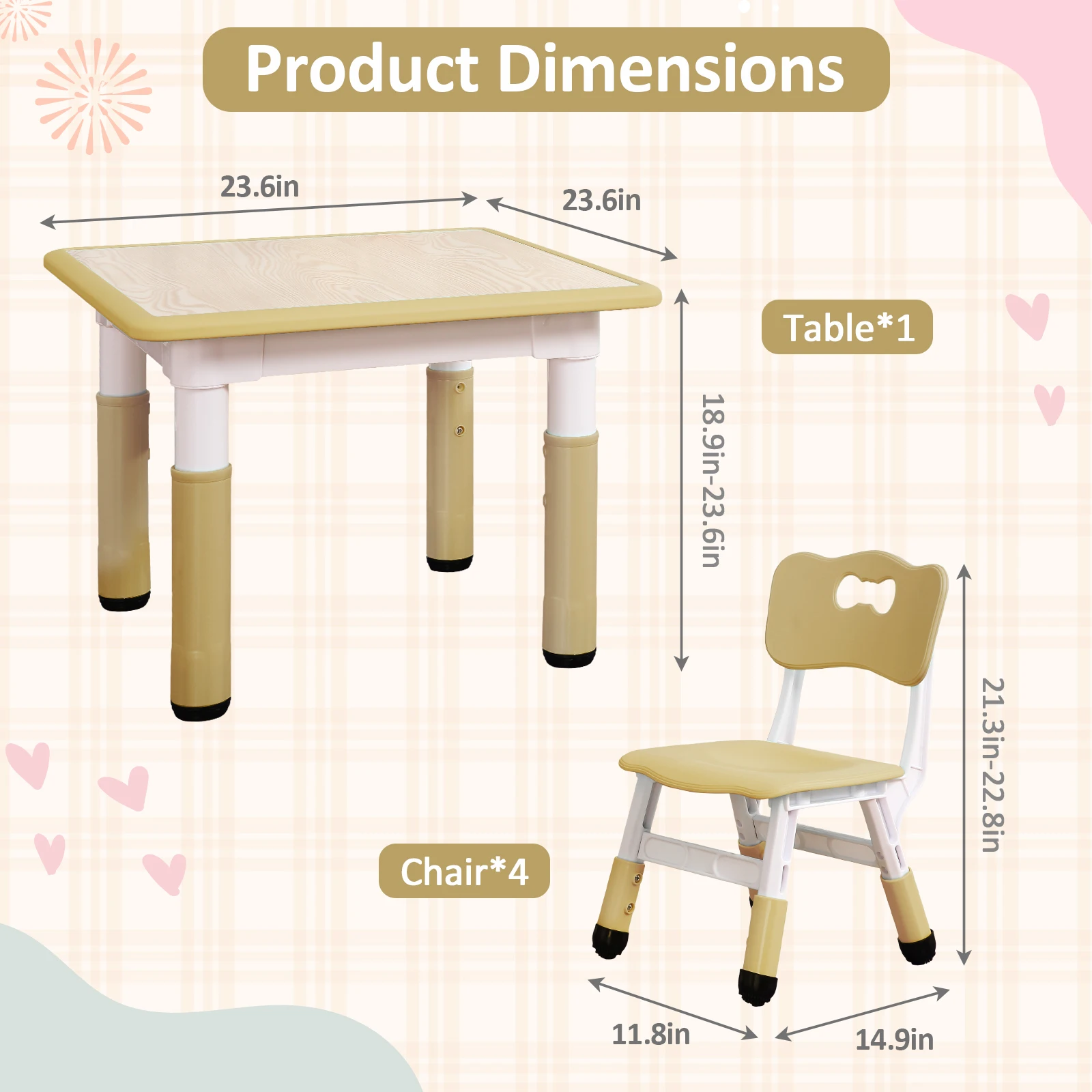 Kids Table And 4 Chairs Set He - Art Craft Toddlers reseña y precio