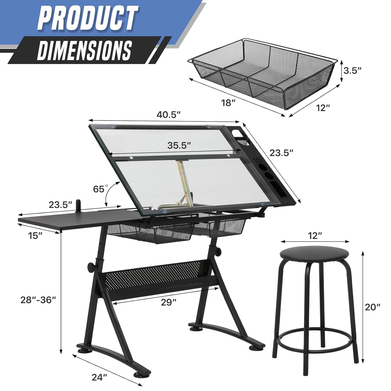 Drafting Table with Height Adj - Art & Craft Fair reseña y precio