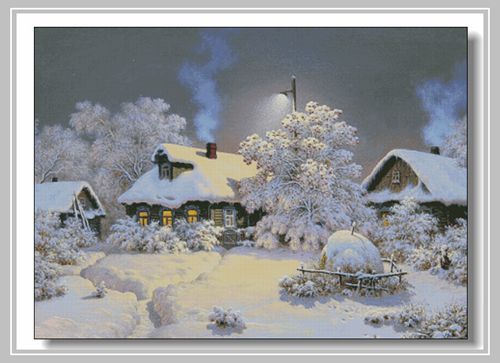 Winter village Embroidery Snow - Art Craft Village reseña y precio