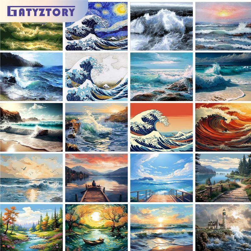 GATYZTORY Framed Ocean Beach R - Art Craft Number reseña y precio