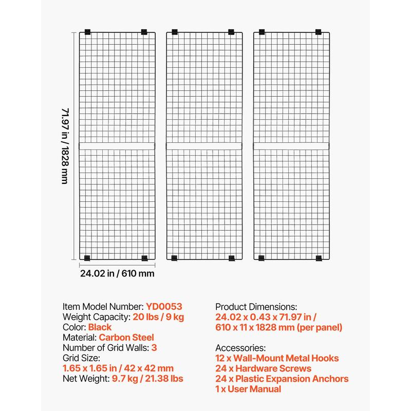3 Packs Grid Wall Panels, 2 x  - Art Craft Display reseña y precio