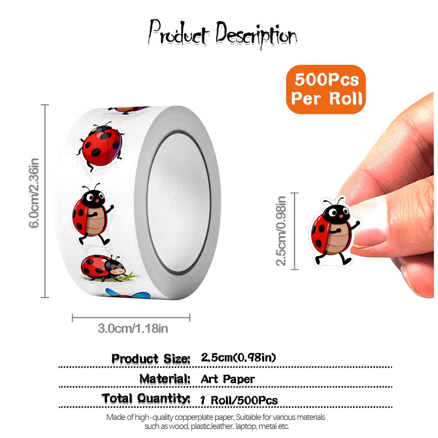 1Roll(500Pcs)10 Irregular Cart - Art Craft Ladybug reseña y precio