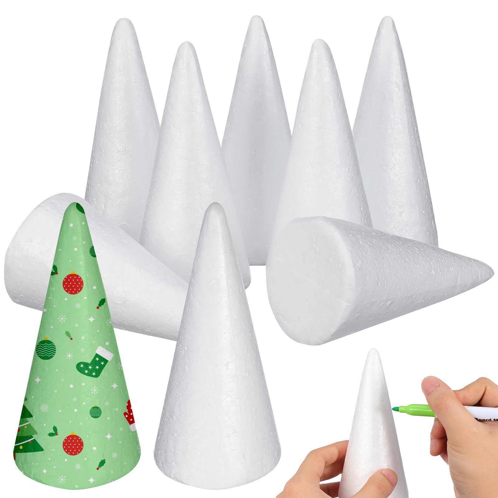12pcs Foam Cones 15Cm White Di - Art Craft For Christmas reseña y precio