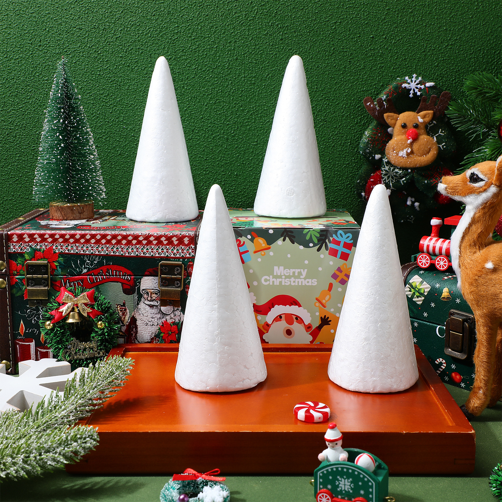 12pcs Foam Cones 15Cm White Di - Art Craft For Christmas reseña y precio
