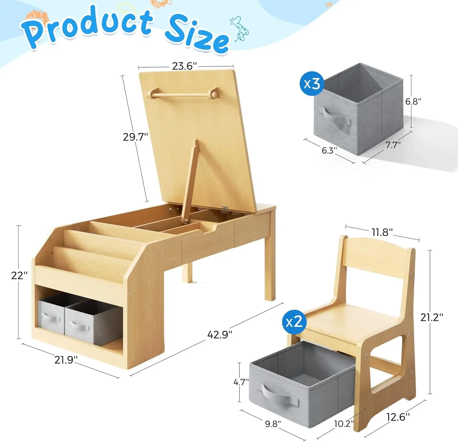 5-in-1 Kids Art Table and Chai - Art Craft Toddlers reseña y precio
