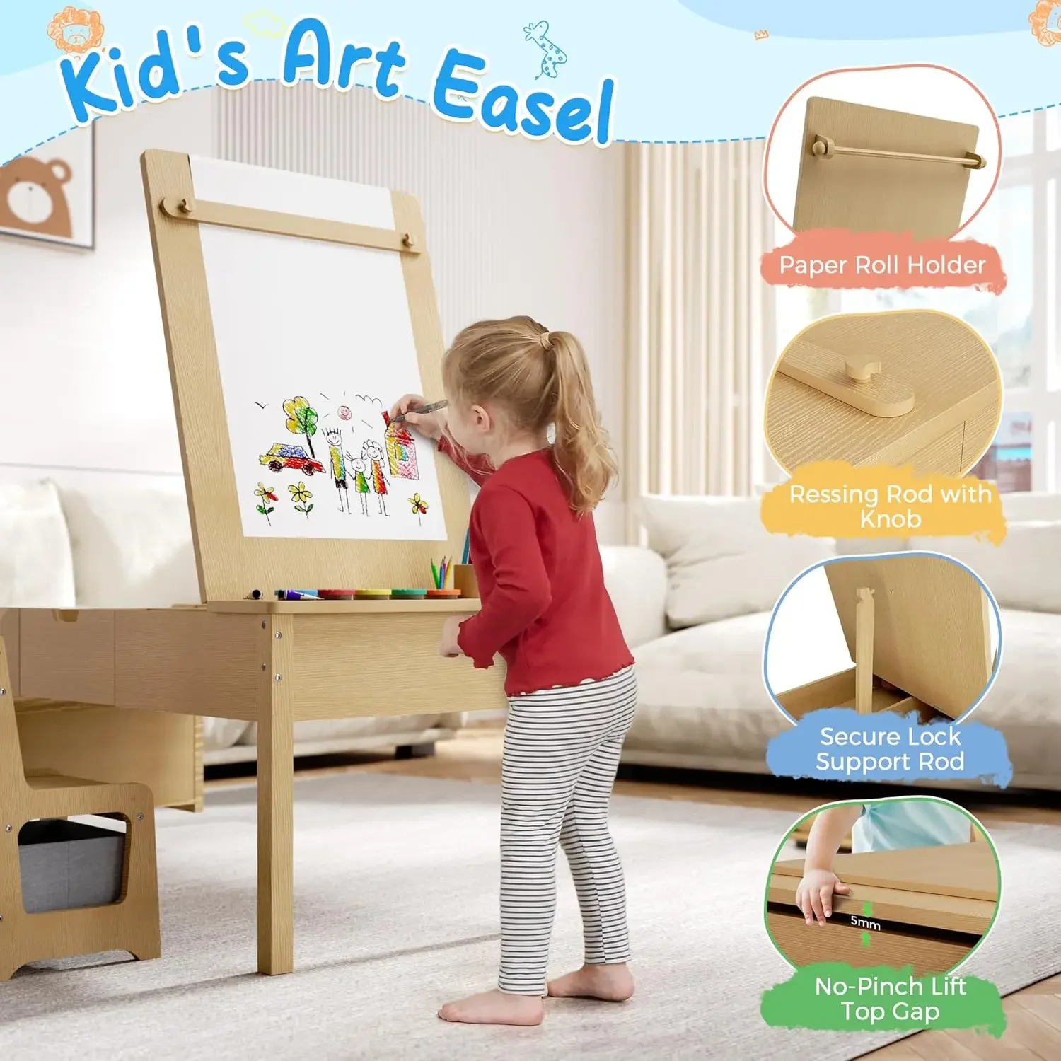5-in-1 Kids Art Table and Chai - Art Craft Toddlers reseña y precio